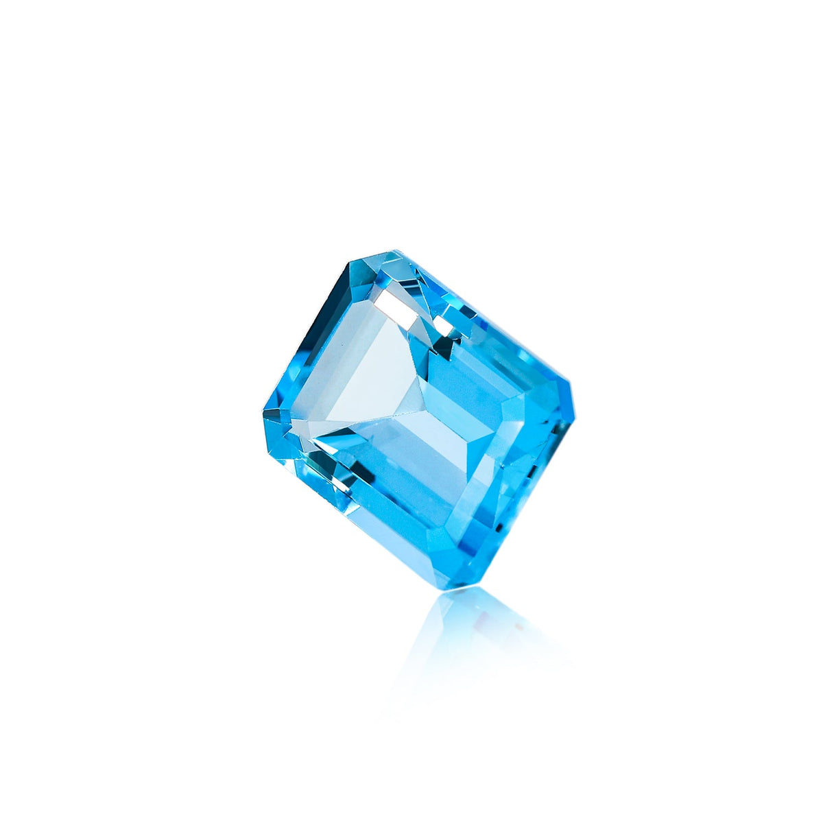 10X8MM Octagon Cut Swiss Blue Topaz - Stock Unlimited Side View